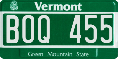 VT license plate BOQ455