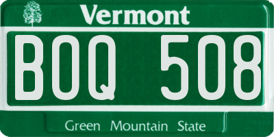 VT license plate BOQ508