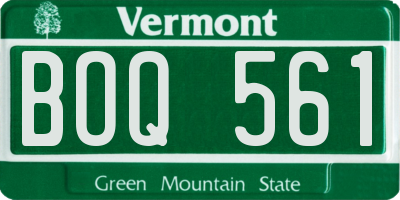VT license plate BOQ561