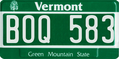 VT license plate BOQ583