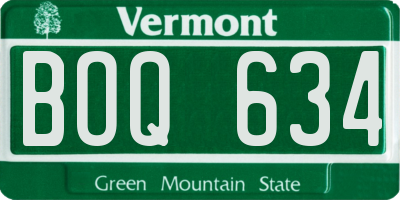 VT license plate BOQ634