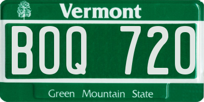 VT license plate BOQ720