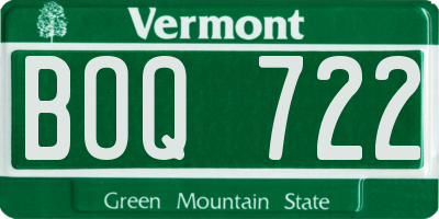 VT license plate BOQ722