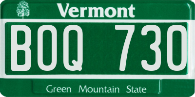 VT license plate BOQ730