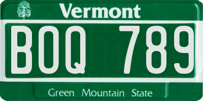VT license plate BOQ789