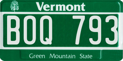 VT license plate BOQ793