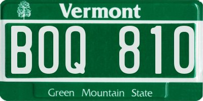 VT license plate BOQ810