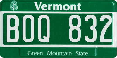 VT license plate BOQ832