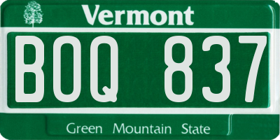 VT license plate BOQ837