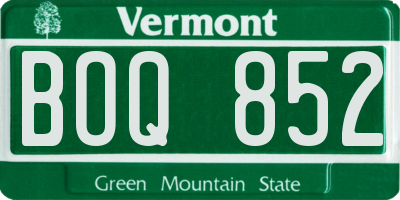 VT license plate BOQ852