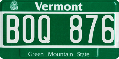 VT license plate BOQ876