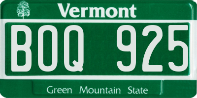 VT license plate BOQ925
