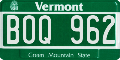VT license plate BOQ962