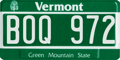 VT license plate BOQ972