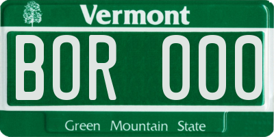 VT license plate BOR000