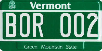 VT license plate BOR002