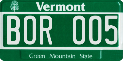VT license plate BOR005