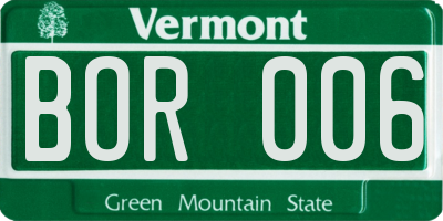 VT license plate BOR006