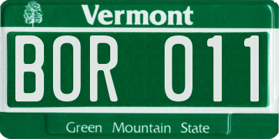 VT license plate BOR011