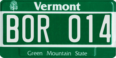 VT license plate BOR014