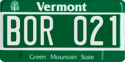 VT license plate BOR021