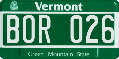 VT license plate BOR026