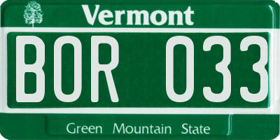 VT license plate BOR033