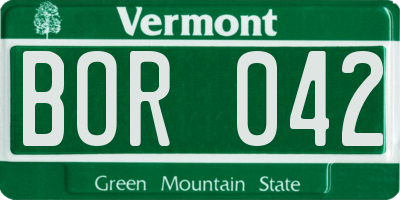 VT license plate BOR042