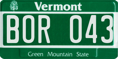 VT license plate BOR043