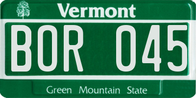 VT license plate BOR045