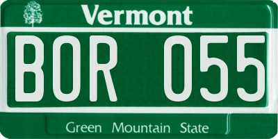 VT license plate BOR055