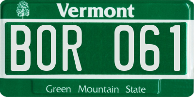 VT license plate BOR061