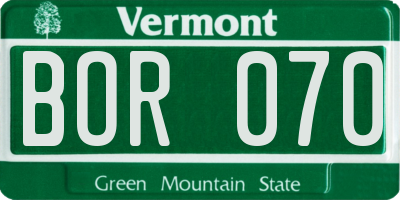 VT license plate BOR070