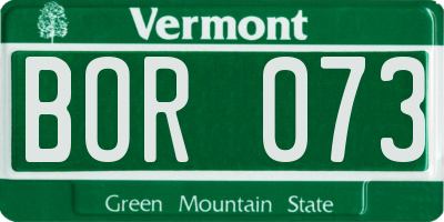 VT license plate BOR073