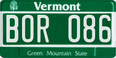 VT license plate BOR086
