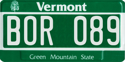 VT license plate BOR089