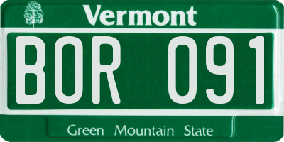 VT license plate BOR091