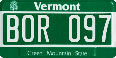 VT license plate BOR097