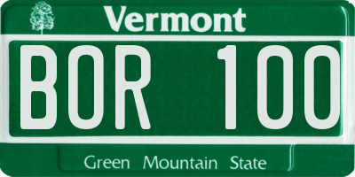 VT license plate BOR100
