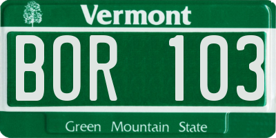 VT license plate BOR103