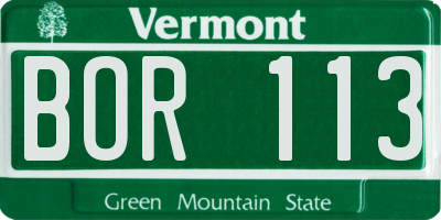 VT license plate BOR113