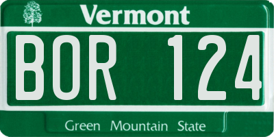 VT license plate BOR124