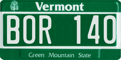 VT license plate BOR140