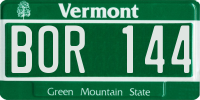 VT license plate BOR144