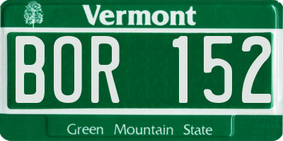VT license plate BOR152