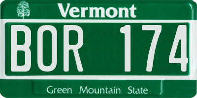VT license plate BOR174
