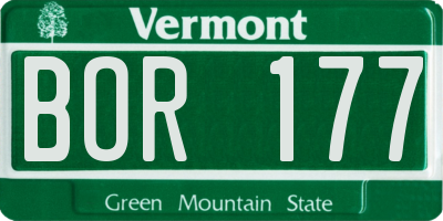 VT license plate BOR177