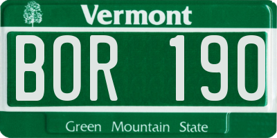 VT license plate BOR190