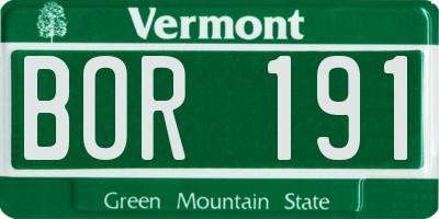 VT license plate BOR191