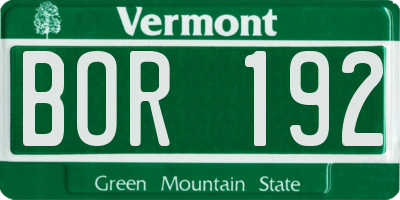 VT license plate BOR192
